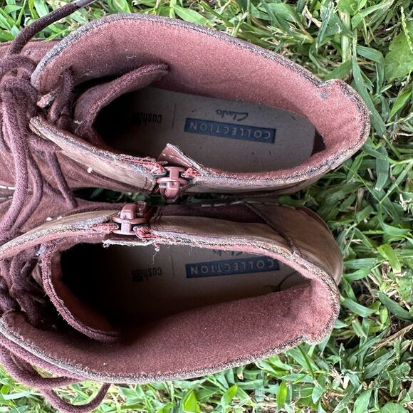 Clarks Collection Tamitha Boots Womens 7 M Purple Suede‎ Leather Lace Up Ankle - Picture 9 of 10